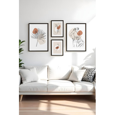 Élégantes peintures décoratives en panneau de fibres à densité moyenne (4 pièces), cadre en bois massif, 11,8 x 15,7 pouces (2 pièces) et 19,7 x 27,6 pouces (2 pièces) | 100% panneau de fibres à densité moyenne (épaisseur: 0,12 pouce) | Art mur