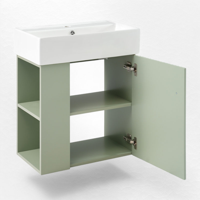 Lorimar 21.6'' Single Bathroom Vanity with Ceramic Top, Green, Gold