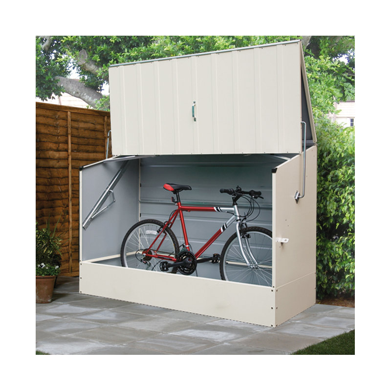 6.4 ft. W x 3 ft. D Metal Horizontal Bike Shed, Cream