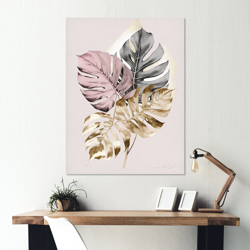 Feuille V - reproduction sur toile, L 16 po x H 32 po, Toile tendue