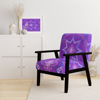 Gundry - Moroccan Orange Tiles Collage I - Upholstered Bohemian Chic Velvet Accent Arm Chair