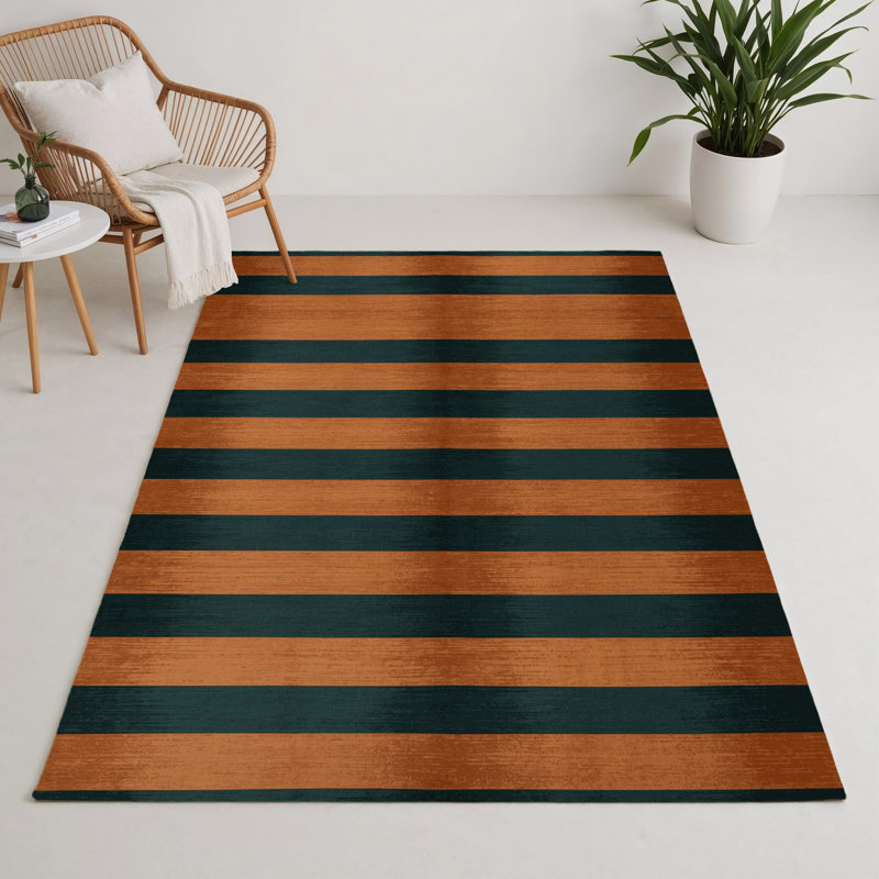 Tapis intérieur / extérieur bleu HorizontalStripes, Rectangle 5 pi x 7 pi