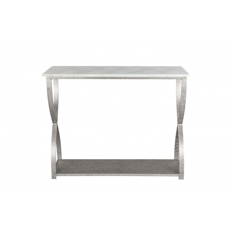 Mary 45" Console Table, Royal Silver, Carrera Marble