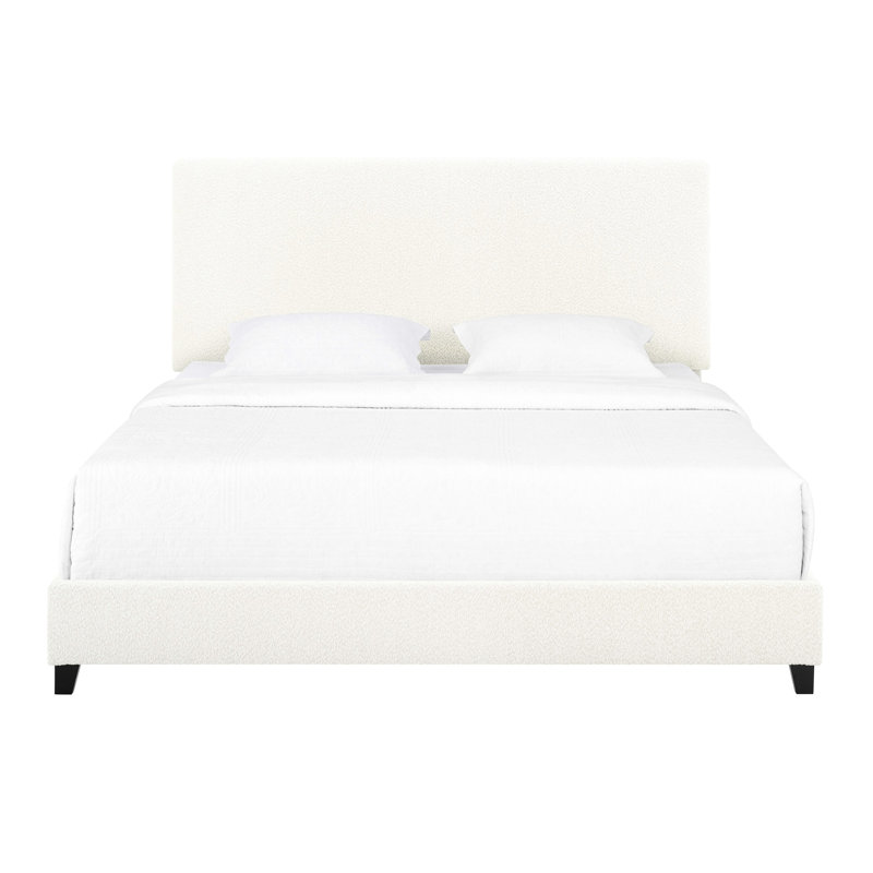 Grand lit plateforme tapissier blanc