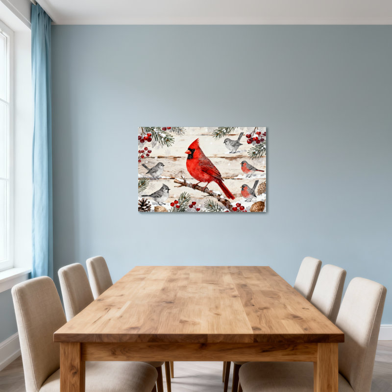 Oiseaux d'hiver de Noël Cardinal pin rouge
