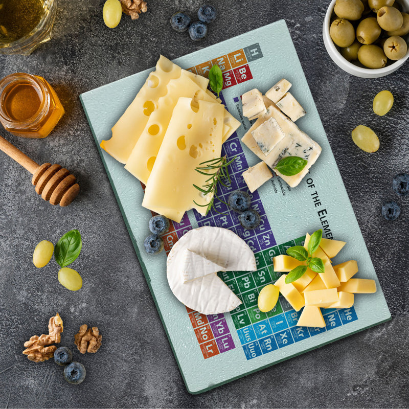 Ambesonne Science Tempered Glass Cutting Board Periodic Table Elements Multicolor