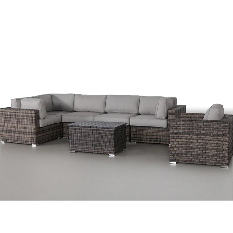 7 coussins de détente d'extérieur - brun / gris pour un moment de détente avec assise modulaire brun / gris, modulaire