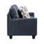 Bleu contemporain, tissu chenille doux, housses de coussin amovibles, pieds exposés avec sièges confortables à finition noire, 300 lb par siège