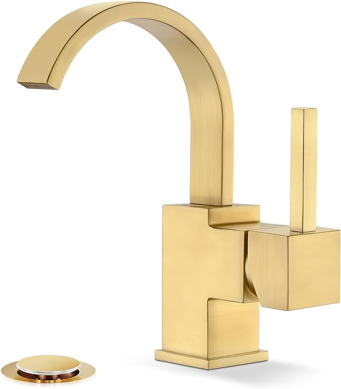NO Single-handle Bathroom Faucet with Drain Assembly, Brushed Nickel