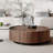 Kemberton Walnut Round Coffee Table with Storage Drawers Black Base-1690003232