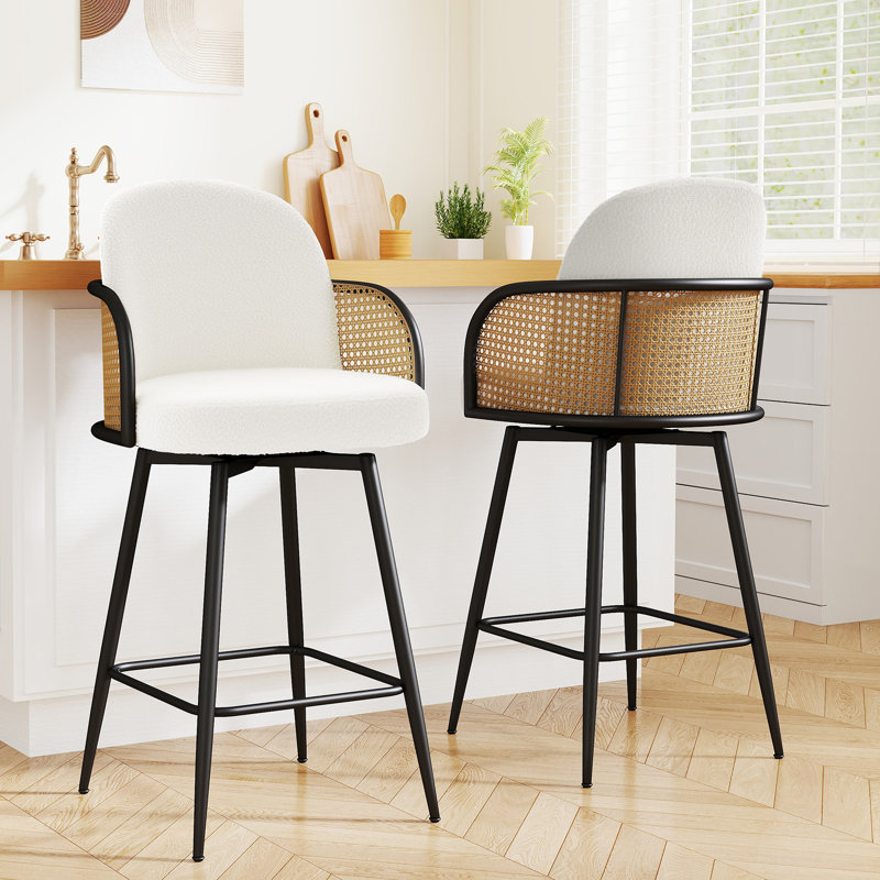 Tabouret de bar 26 po Mid-Century, Blanc, 3