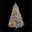 Arbre de Noël artificiel argenté scintillant 6 pi, avec 300 lumières DEL en 11 modes, 800 branches à charnières, idéal pour les célébrations festives intérieures et extérieures, matériau durable pré-éclairé