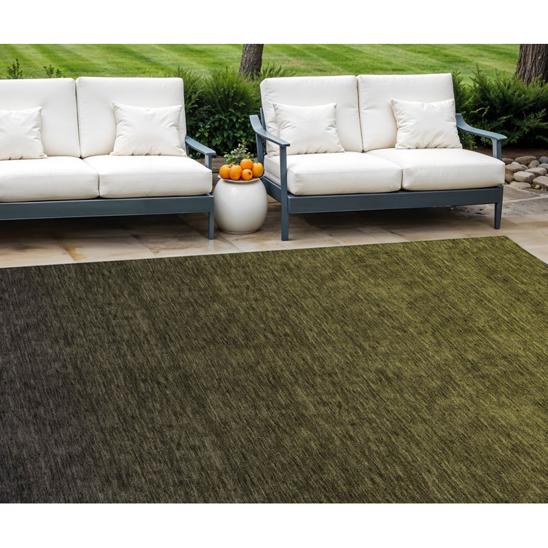 Tapis extérieur lavable abstrait vert olive et gris anthracite 10 pi x 14 pi
