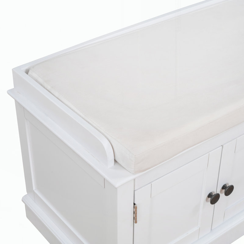 Banc de rangement avec 4 portes et tablettes réglables, White
