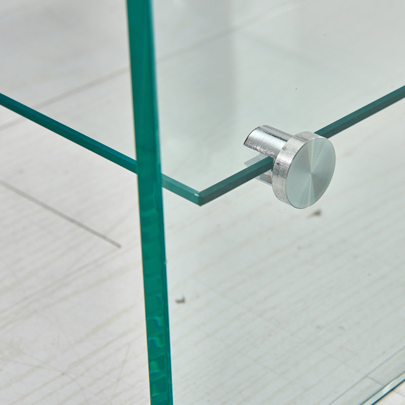 Glass Console Table, Transparent Tempered  Glass Console Table With Rounded Edges Desks, Sofa Table