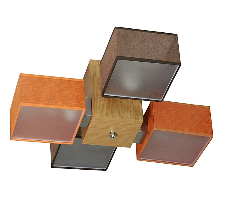 Miranda Semi Flush Mount, Teak, Brown/Orange, translucent