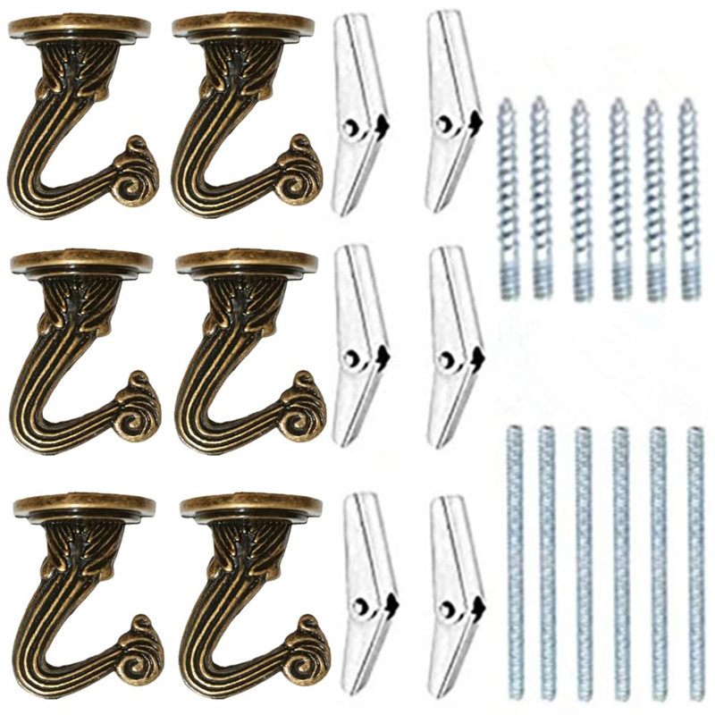 6 crochets de plafond robustes 6 pièces pour plantes suspendues, crochets à bascule avec quincaillerie de fixation complète - Quincaillerie de jardin intérieur et extérieur