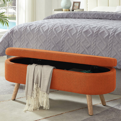 Banc de rangement ovale rembourré