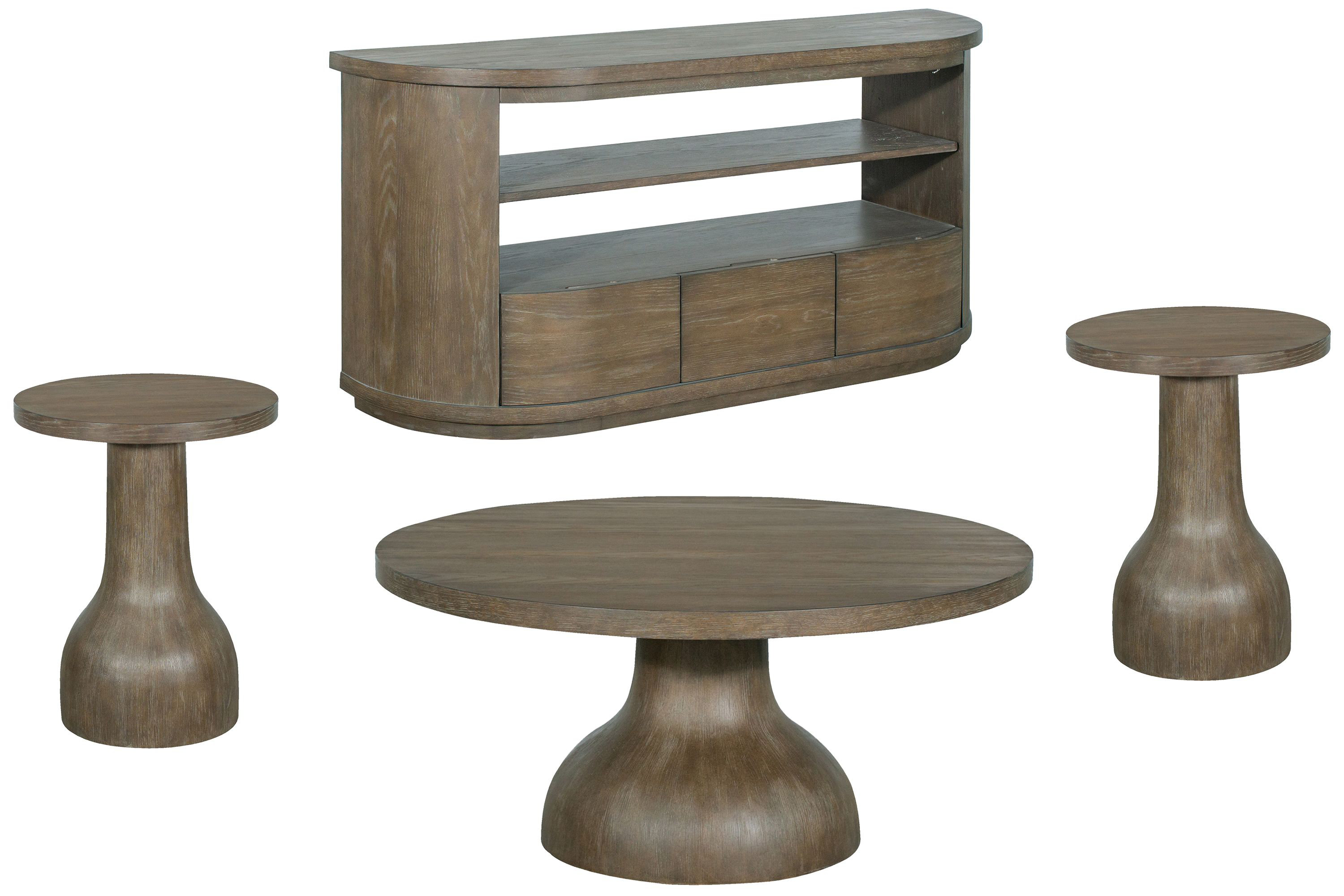 Canora Grey Round Cocktail Table With 2 Accent Table And Demilune ...