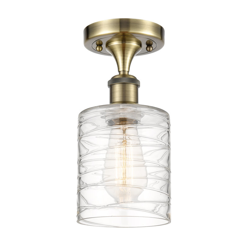 Plafonnier semi-encastré cylindrique simple à 1 lumière de 5 po Leilani, Ampoule non incluse, Laiton antique