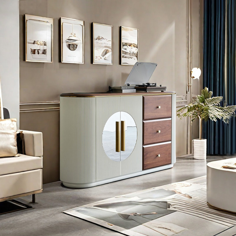 Geometric Two-Door Storage Accent Cabinet