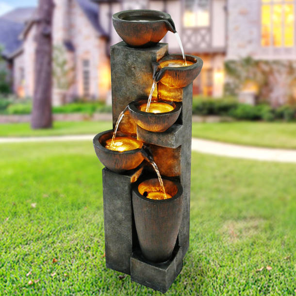 Hi-Line Gift Ltd. Indoor Weather Resistant Floor Fountain with Light ...