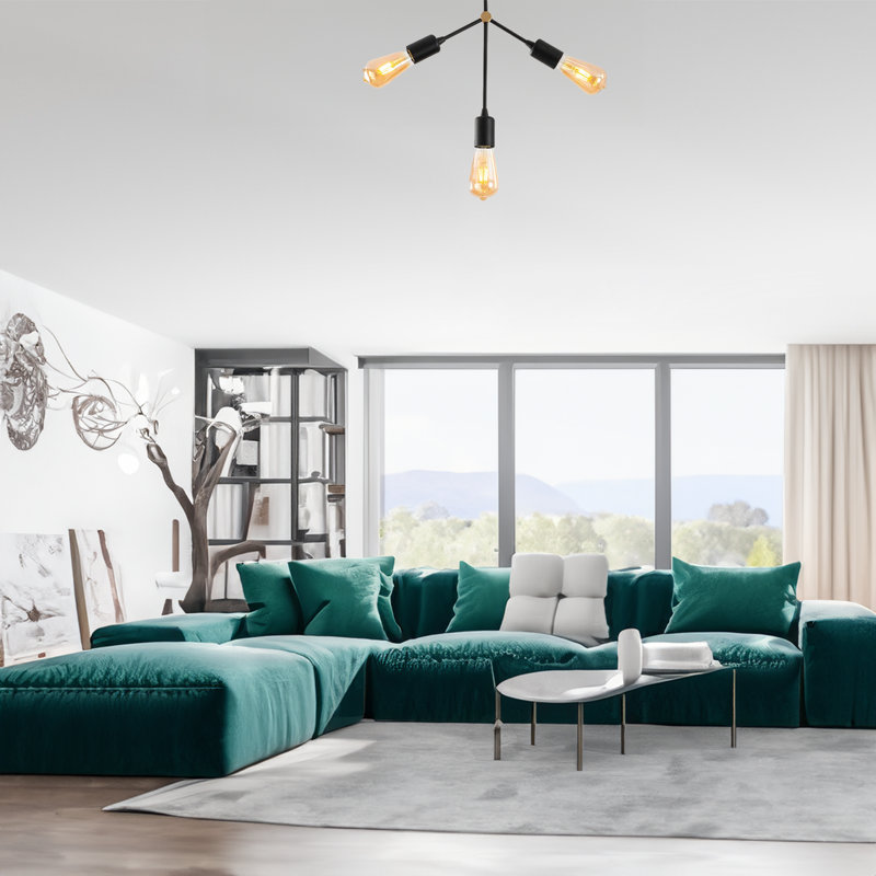 Luminaire suspendu noir à 3 lumières Zakhya