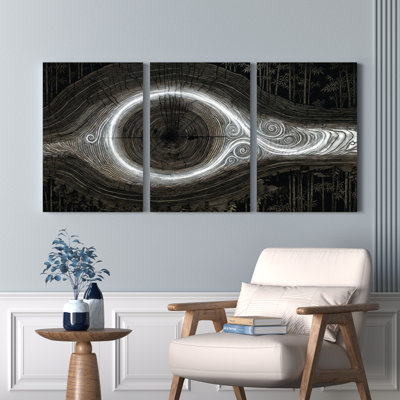 Abstrait grain de bois et forêt, reproduction d'art sur toile tendue sur toile, ensemble de 3