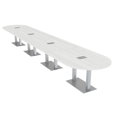 Racetrack Shaped Conference Table with Double Metal Post Base | Electrical Unit