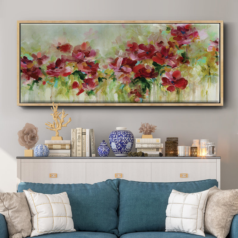 Playful Garden- Framed Canvas, 8" H x 20" W