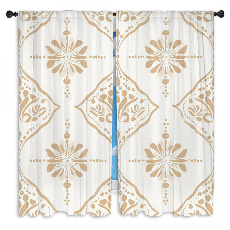 Motif de rideaux ornés de rideaux de style mandala moderne Mid-Century - 2 panneaux, L 20 po x L 61 po