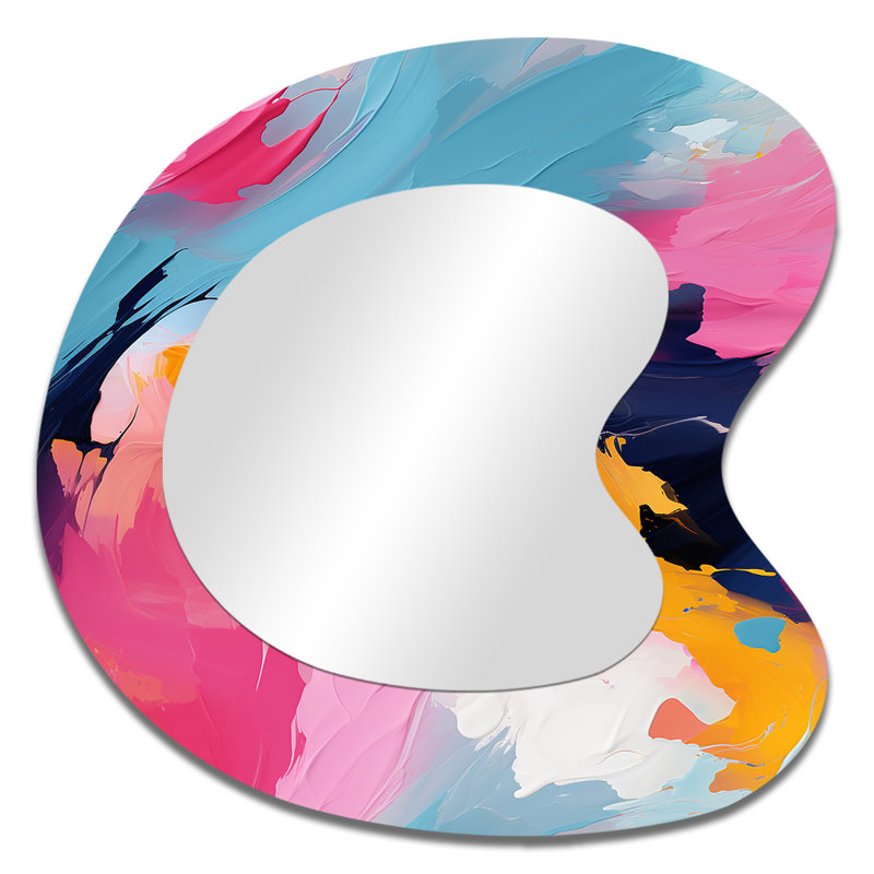 Evinson coloré peinture tourbillon Bliss - forme abstraite de forme irrégulière de miroir mural, grand miroir asymétrique moderne, art imprimé en métal