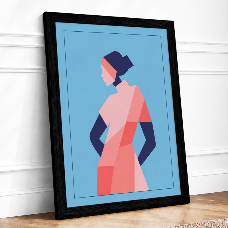 Woman in Profile Modern - Framed Print, A2 - 59.4 x 42.0 cm, Black
