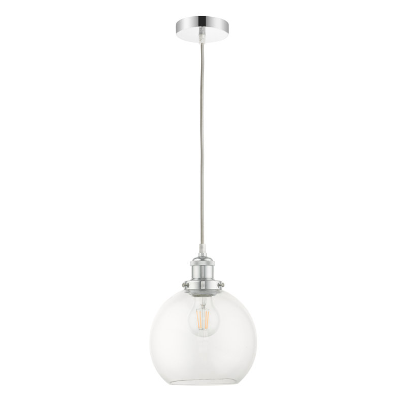 Brianna 1 - Light Polished Chrome Single Pendant, 23cm H x 20cm W x 20cm D