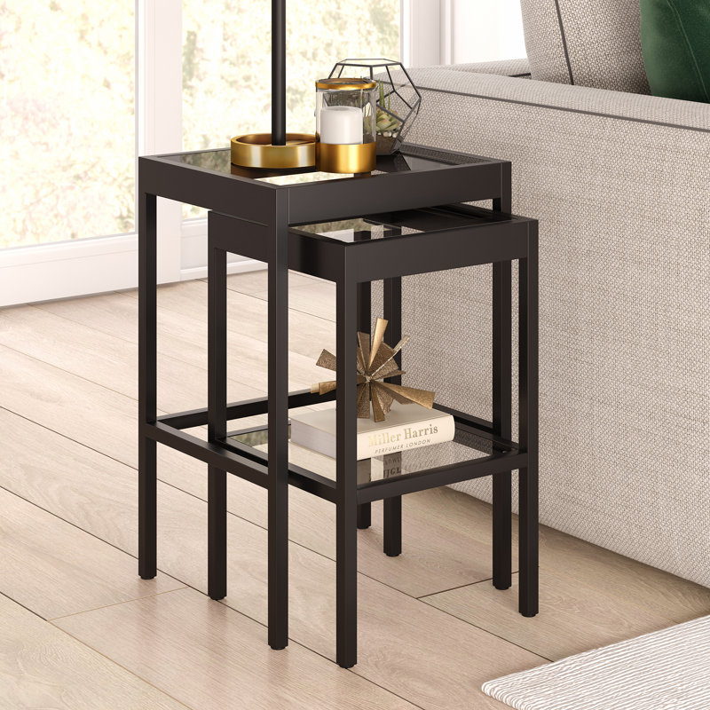 Alexis Glass Top Nesting Tables, Black