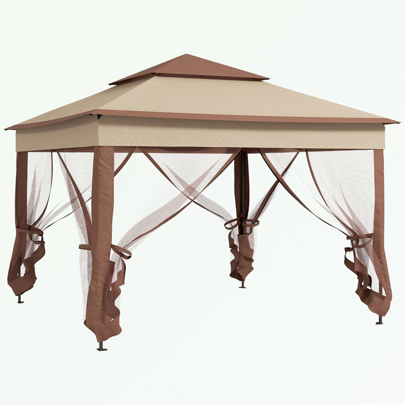Pavillon de jardin extérieur en métal avec filet amovible