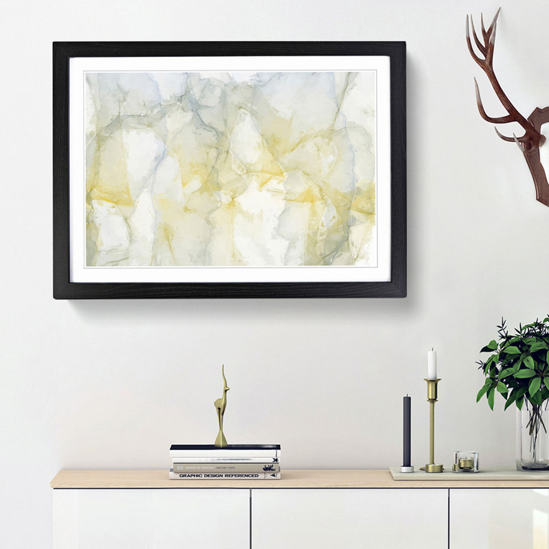 Sunrise Spirit in Abstract - Picture Frame Painting Print, 62cm H x 87cm W x 2cm D, Black Framed