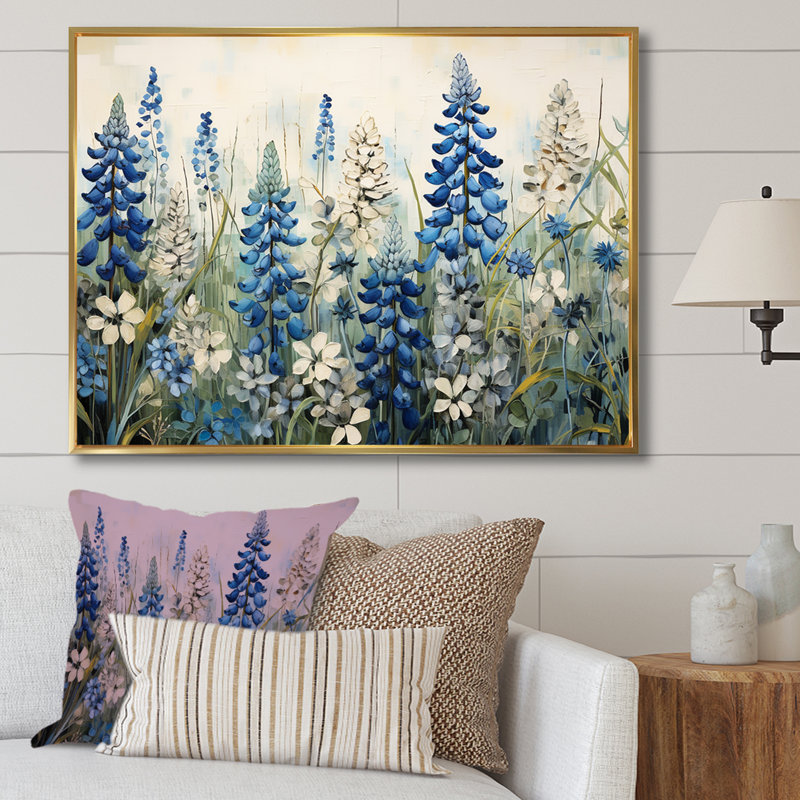 Élégant bonnet bleu et beige Meadow I, H 24 po x l 32 po x P 1 po, Or