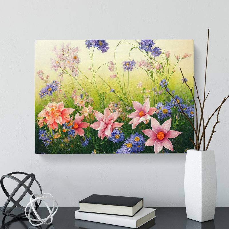 Joyful Wild Flowers - Wrapped Canvas Painting, 50cm H x 76cm W x 3cm D
