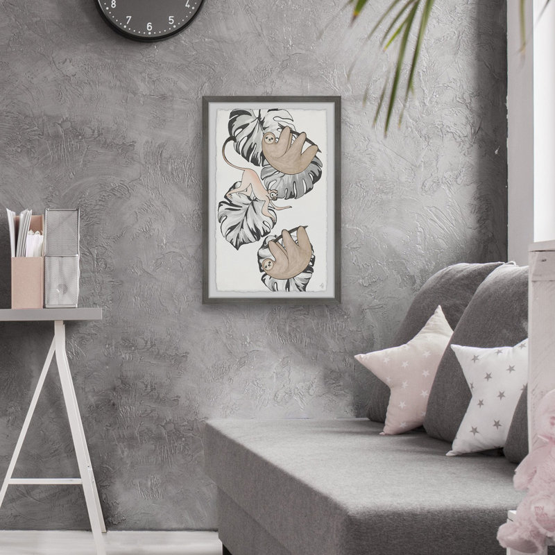 Dumais Monkey and Sloths Palms Framed Print, 24" H x 16" W x 1.5" D