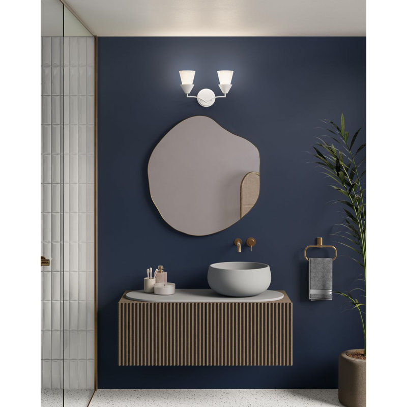 Éclairage pour meuble-lavabo contemporain à deux lumières, Plâtre blanc