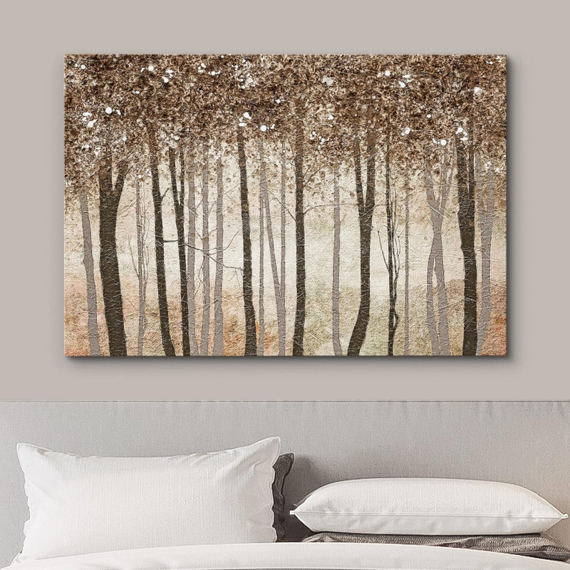 Rustique, brun, automne, automne, forêt, feuilles, arbre, paysage abstrait, art rétro, maison de campagne, Toile tendue