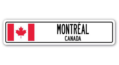Plaque de rue en aluminium Montroal, drapeau du Canada