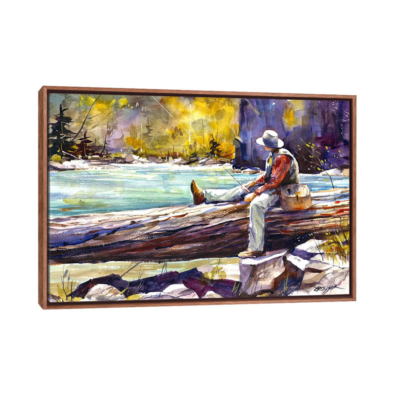 Fishing Time by Dean Crouser - Single Picture Frame Painting, 18" H x 26" W x 1.5" D, Classic Wood Frame