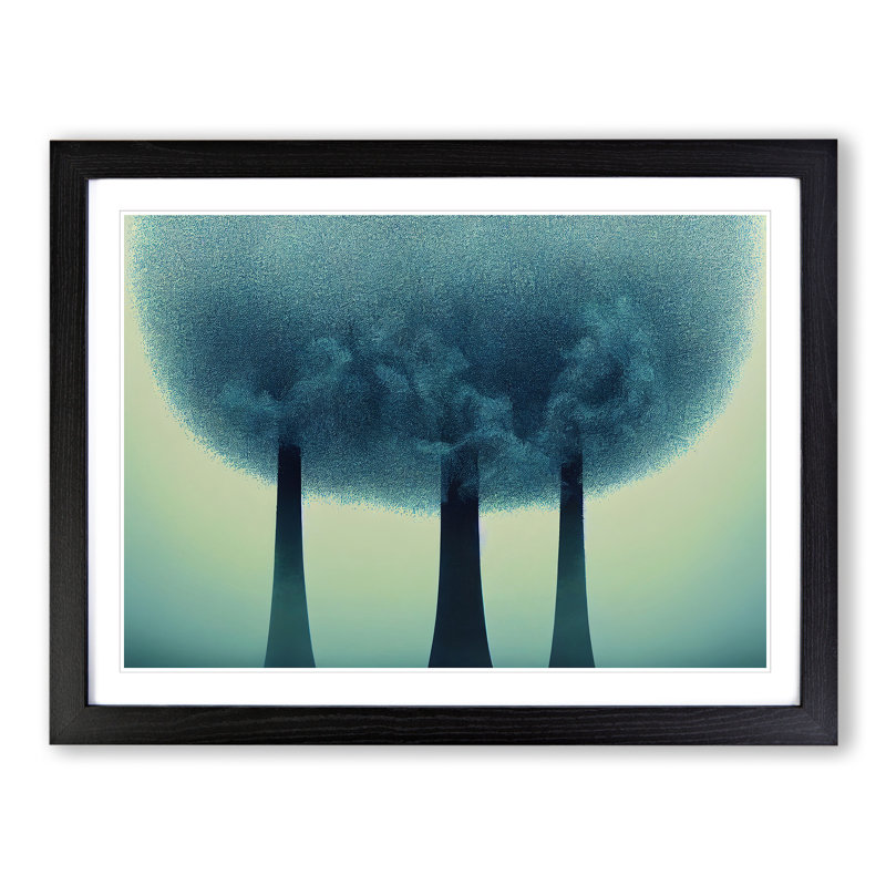 Entrancing Trees Abstract - Single Picture Frame Print, 46cm H x 64cm W x 2cm D, Black