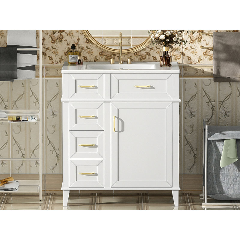 Meuble-lavabo de salle de bain avec lavabo en céramique, Noir