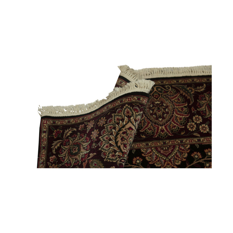 Tapis noir et brun de haute qualité noué à la main