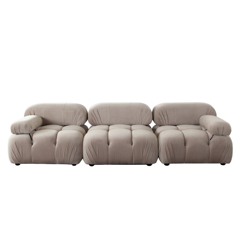 Canapé modulaire 3 pièces Paloma, Velours brun