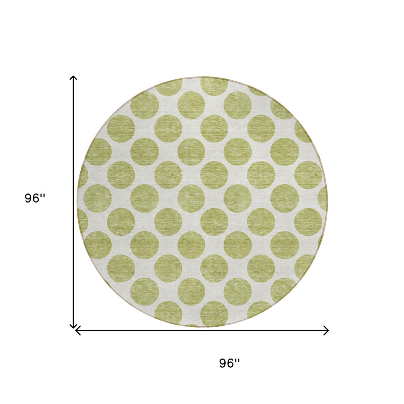 Tapis rond lavable à pois 8 po