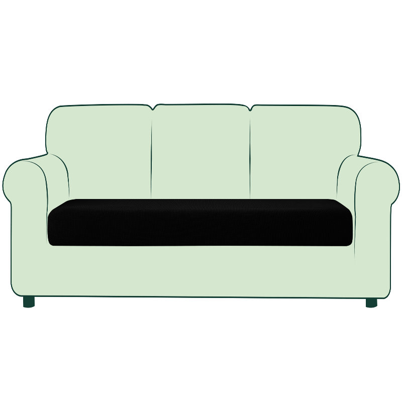 Stretch Textured Grid Box Cushion Sofa Slipcover, Black